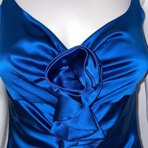 Susana Monaco Sleeveless Silk Blur Gathered Ruffle Cocktail Dress In Blue - Picture 7 of 16